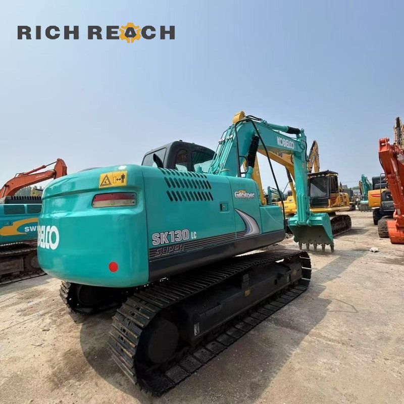 Front view of a 2017 Kobelco SK130 excavator with excellent fuel economy, $20,833